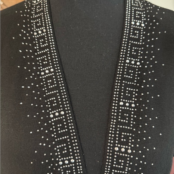 Sz M Love Scarlett black thin knit long sleeve open front cardigan. Embellished - Picture 2 of 12